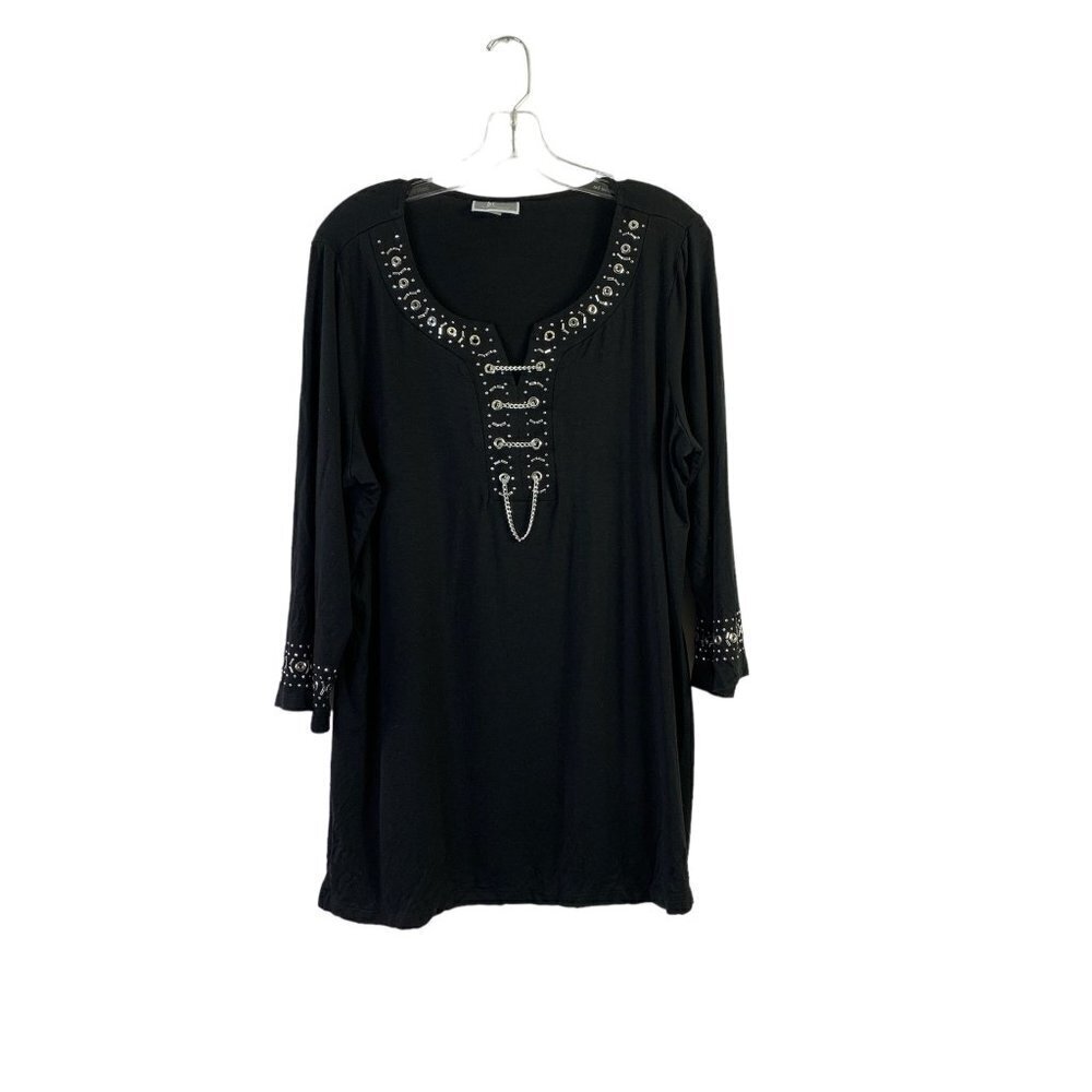 JM Collection Women's Black & Silver Blouse
